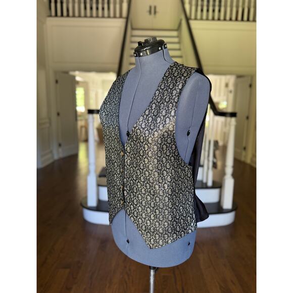 Vintage Unisex Gold Shimmer Paisley Vest SteamPunk WhimsyGoth Costume Cosplay - Picture 4 of 11